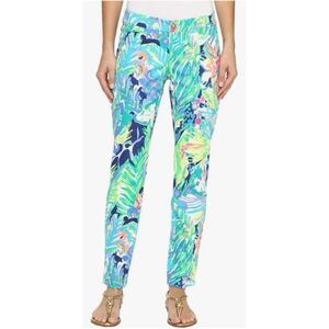 Lilly Pulitzer Pants Size 0 Multicolor Tropical Print Stretch Skinny Preppy